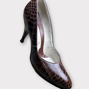 Palizzo Brown Croc‎ High Heels. Vintage Size 6A